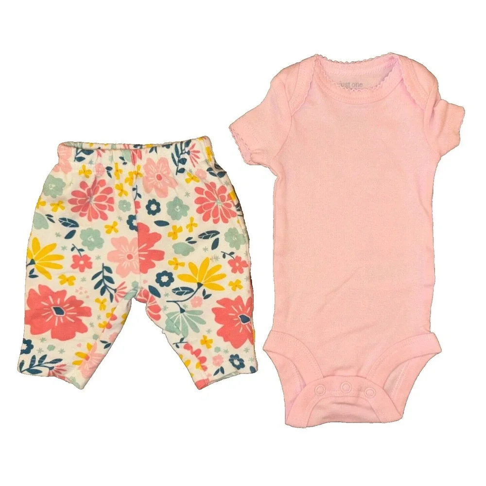 Carters Baby Girl‎ Preemie 2 PC Outfit Bodysuit Ruffle Pants Reborn Doll Clothes
